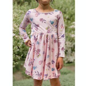 Disney Girls Long Sleeve Sleeping Beauty Princess Long Sleeve Pink Dress 3T